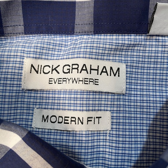 Nick Graham Blue Plaid Button Up Shirt - Picture 7 of 9